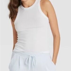 White high neck slim fit ribbed tank top Sz-small perfect condition